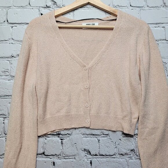 Double Zero Ballerina Pink Cropped Cardigan Sweater Size L - Picture 2 of 12